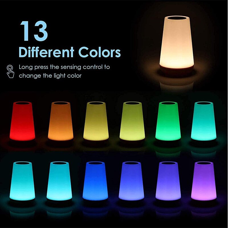 מנורת לילה מגע עם 13 צבעים משתנים